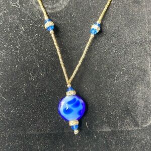 Beaded Necklace with non Sliding Pendant